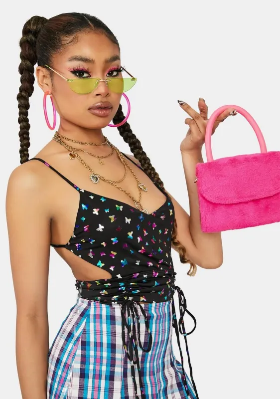 New Seasons Metallic Butterfly Tank Top sold by Dolls Kill