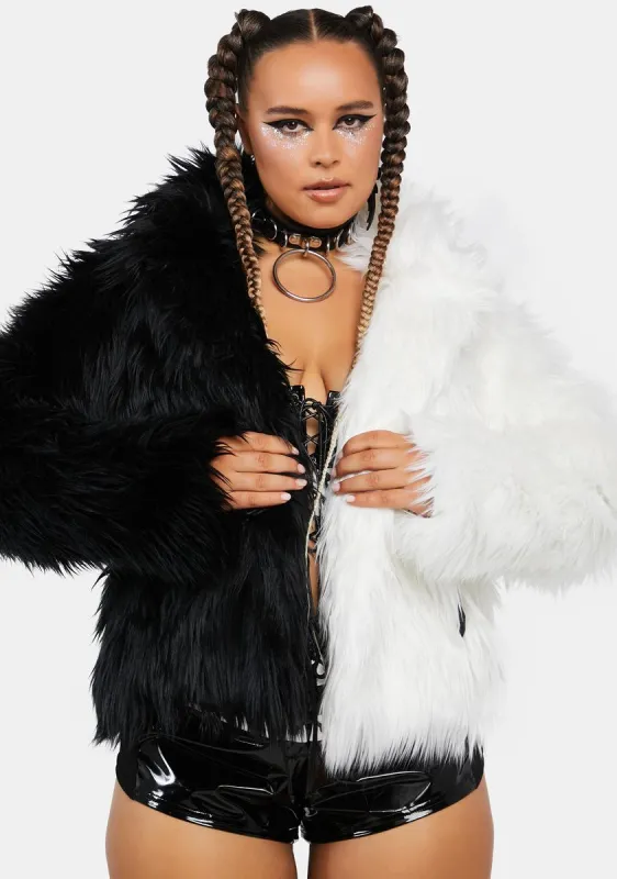 Plus Balancing Act Faux Fur Jacket sold by Dolls Kill
