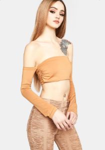 What Other People Say Off Shoulder Crop Top sold by Dolls Kill
