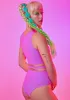 Neon Lavender O-Ring Booty Shorts sold by Dolls Kill