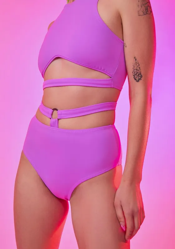 Neon Lavender O-Ring Booty Shorts sold by Dolls Kill