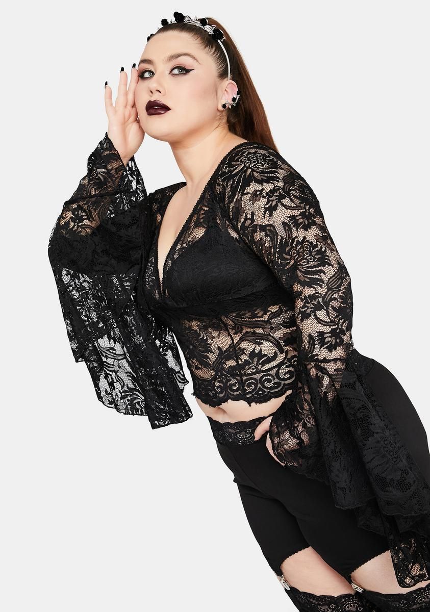 Mystic Shadows Of Moonlight Lace Bell Sleeve Top sold by Dolls Kill product image thumbnail 2