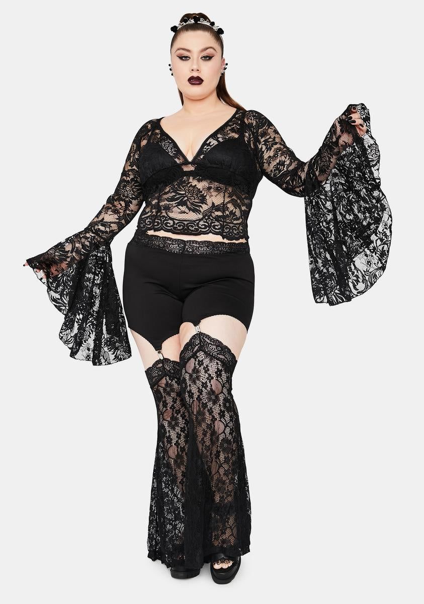 Mystic Shadows Of Moonlight Lace Bell Sleeve Top sold by Dolls Kill product image thumbnail 3