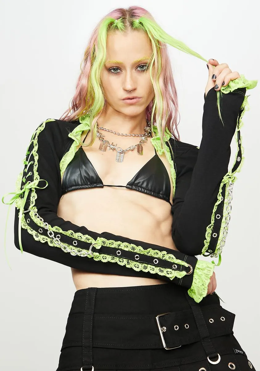 Green Lace Shrug sold by Dolls Kill
