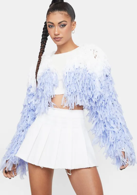 Lavender Shake It Off Fringe Jacket sold by Dolls Kill