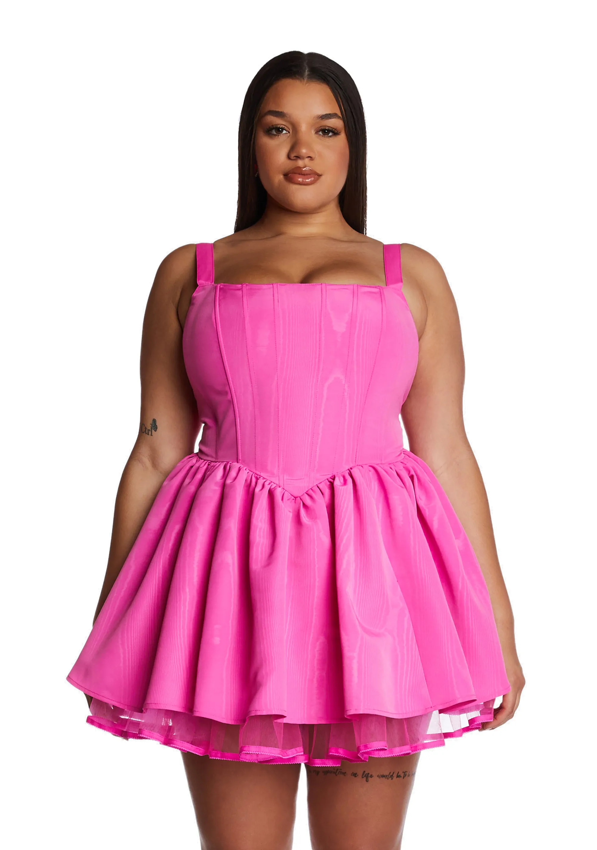 Plus Magic Moves Corset Dress- Hot Pink sold by Dolls Kill