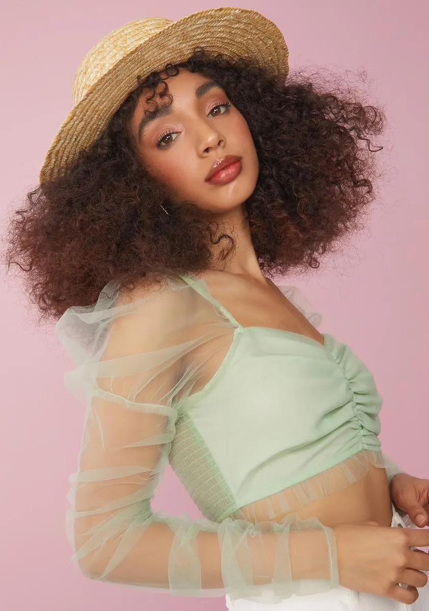 Pear Peaceful Prelude Puff Sleeve Top sold by Dolls Kill