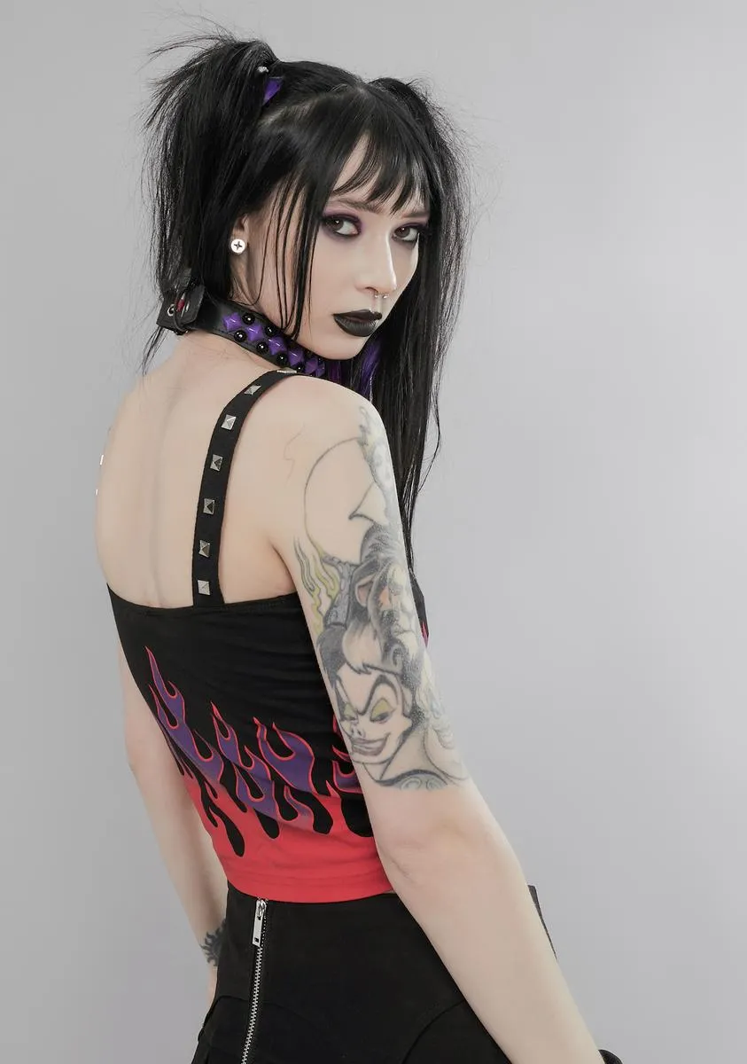 Fool U Twice Flame Print Crop Top sold by Dolls Kill product image thumbnail 4