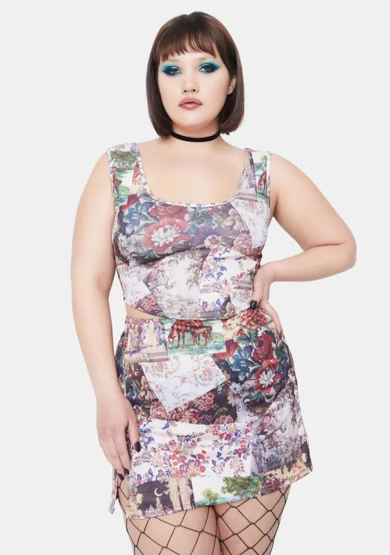 Plus Patchwork Corset Top sold by Dolls Kill