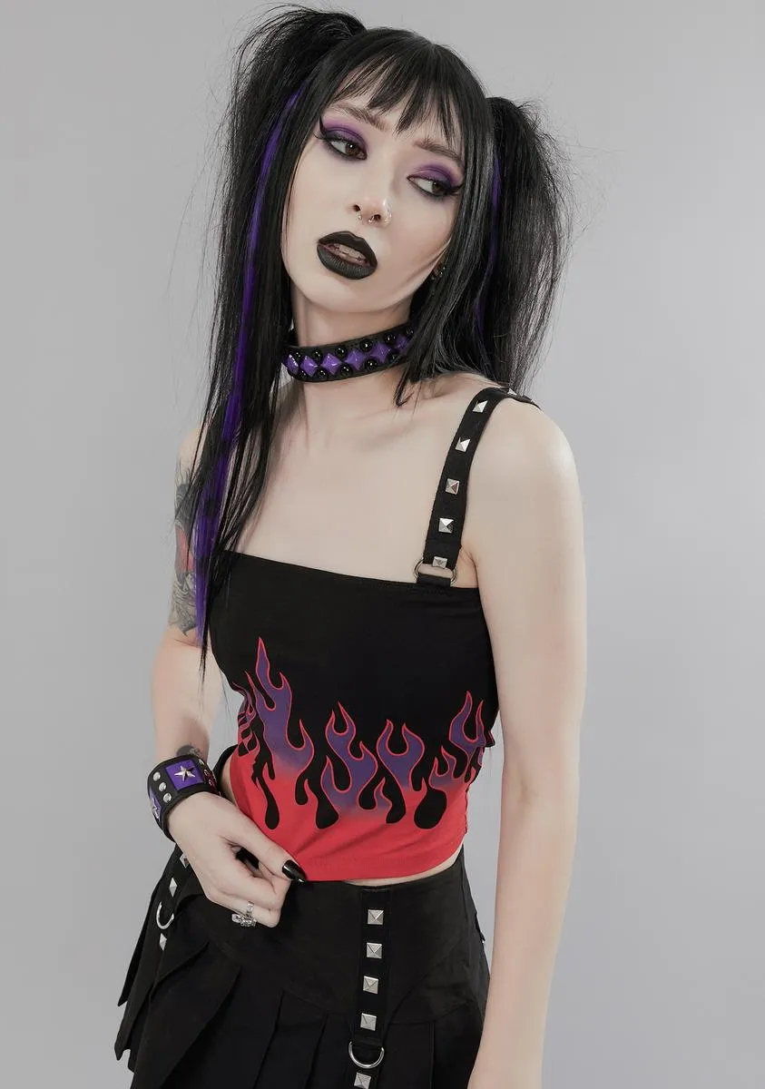 Fool U Twice Flame Print Crop Top sold by Dolls Kill product image thumbnail 2