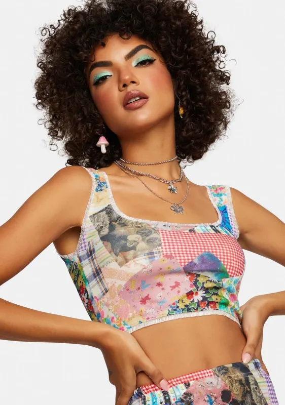 Cottage Mixed Print Crop Top sold by Dolls Kill