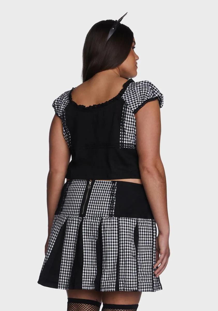 Plus Black And White Bo Peep Crop Top sold by Dolls Kill product image thumbnail 4