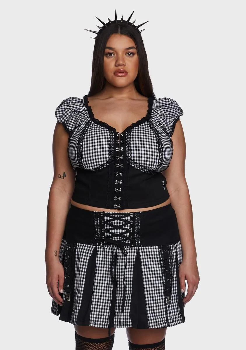 Plus Black And White Bo Peep Crop Top sold by Dolls Kill