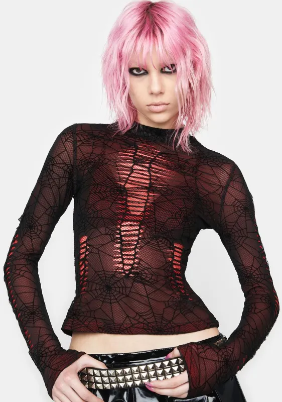 Gothic Spider Web Print Tee sold by Dolls Kill