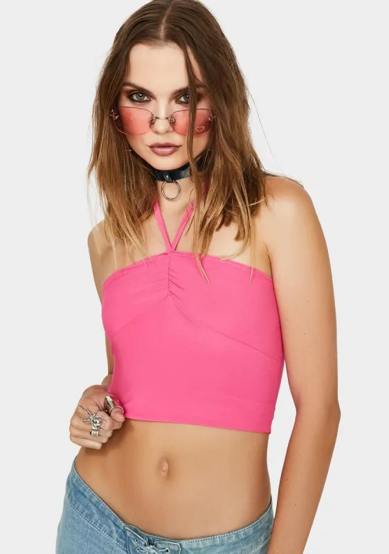 Baby Don't Stop Now Halter Top sold by Dolls Kill