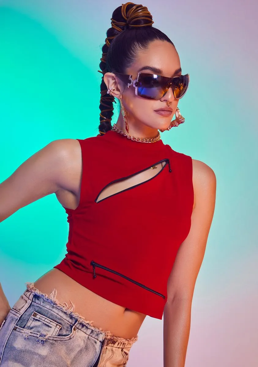 Sleeveless 90s Tee With Slashed Zip Detail sold by Dolls Kill product image thumbnail 2