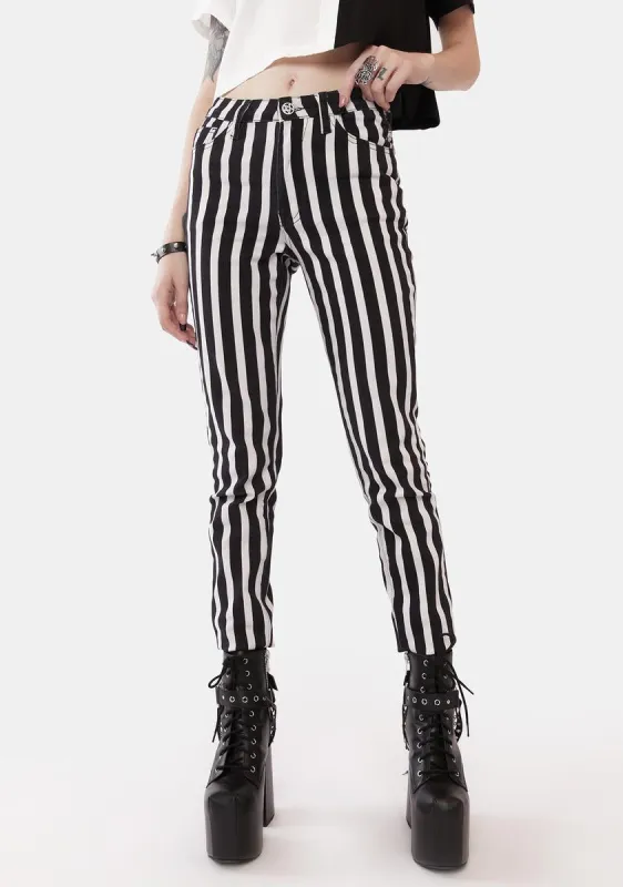 New Idols Striped Skinny Jeans sold by Dolls Kill