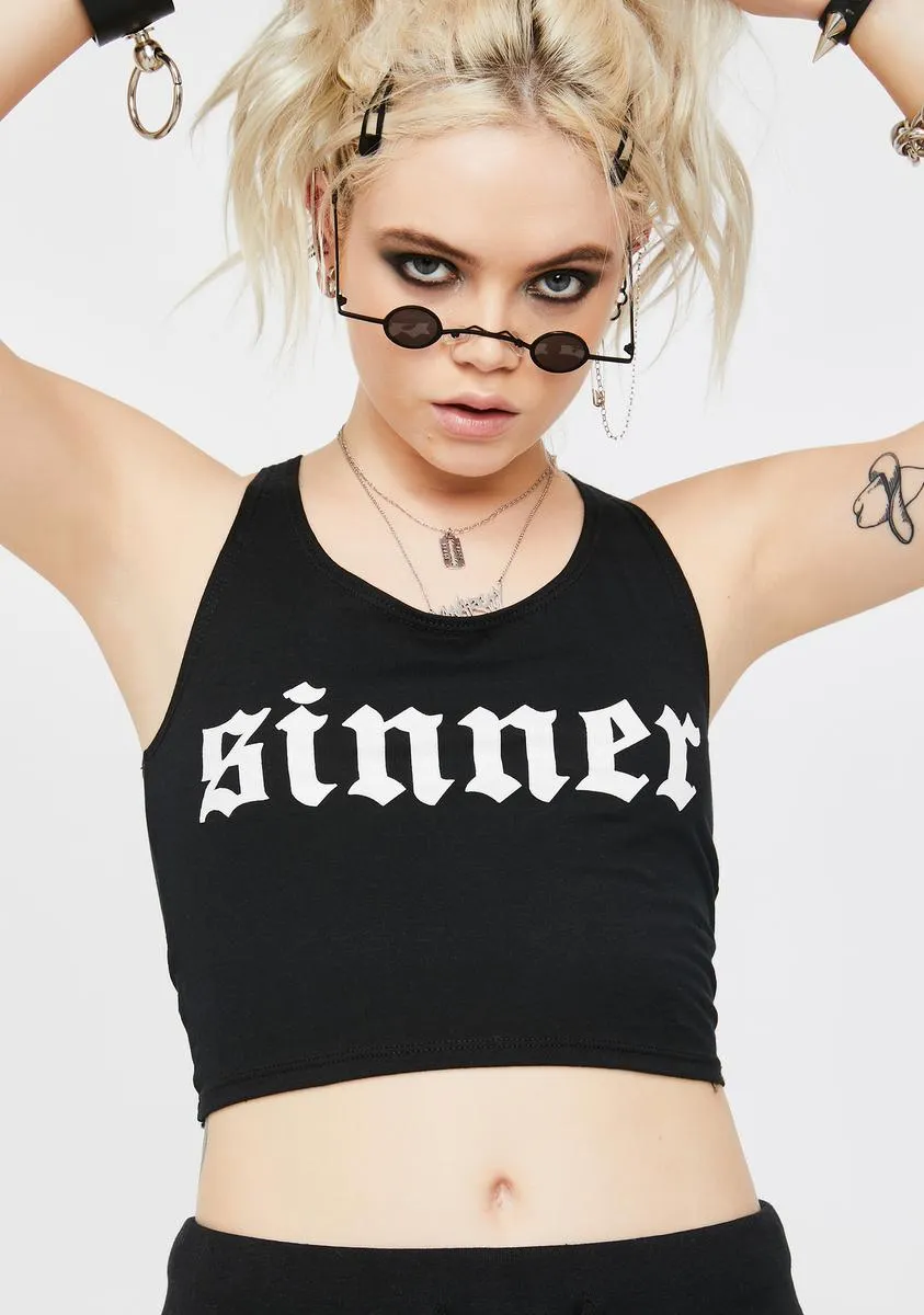 Sinner Graphic Crop Tank sold by Dolls Kill