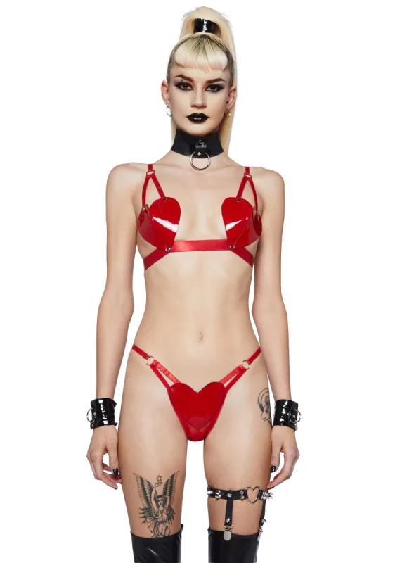 Zealous Vixen Lingerie Set  - Red sold by Dolls Kill