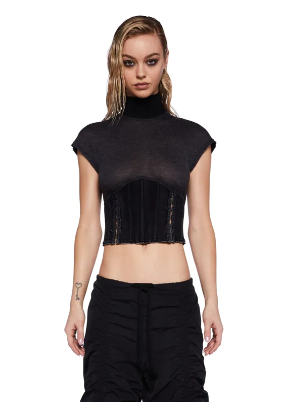 Pitch Corseted Mock Neck Top sold by Dolls Kill