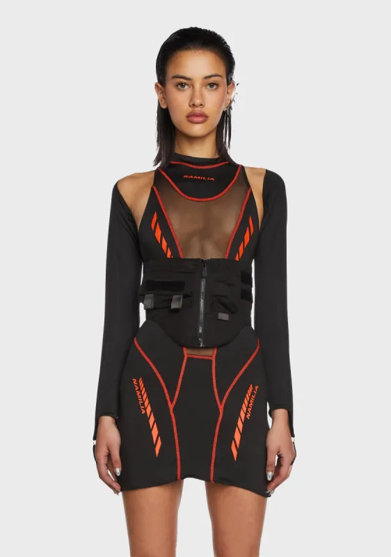 Corset Dress With Detachable Sleeves - Black sold by Dolls Kill