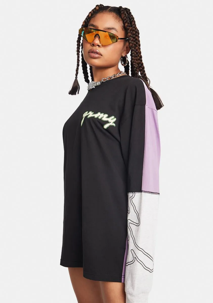 Long Sleeve Patchwork Graphic Tee sold by Dolls Kill product image thumbnail 2