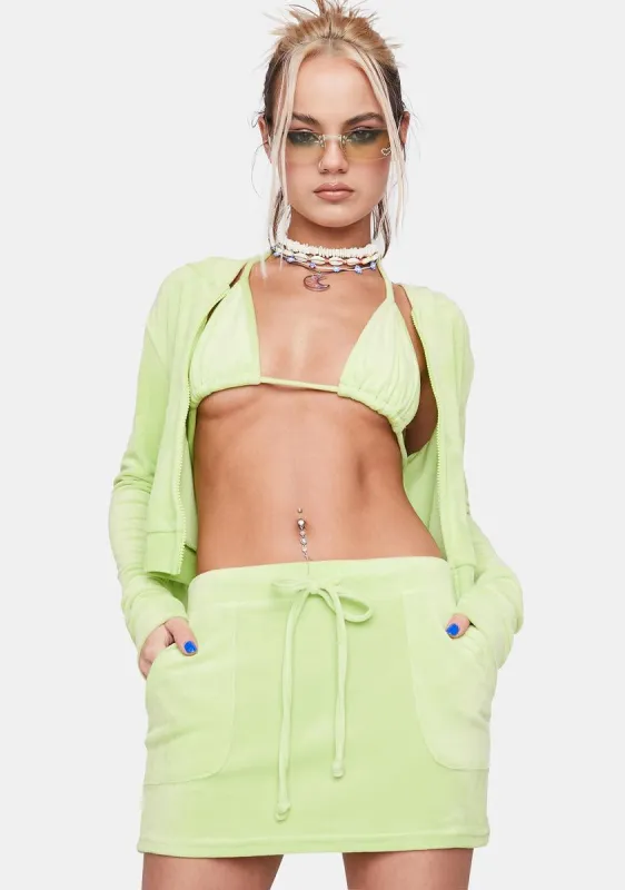 Lime Chill Mode 3-Piece Velour Set sold by Dolls Kill