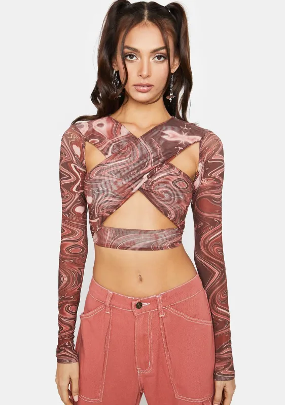 Rouge Good Aura Mesh Crop Top sold by Dolls Kill