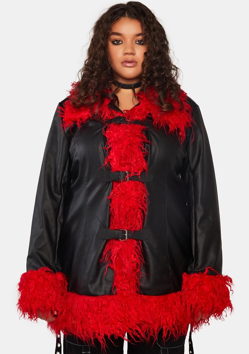 Plus No Bad Vibes Faux Fur Jacket sold by Dolls Kill