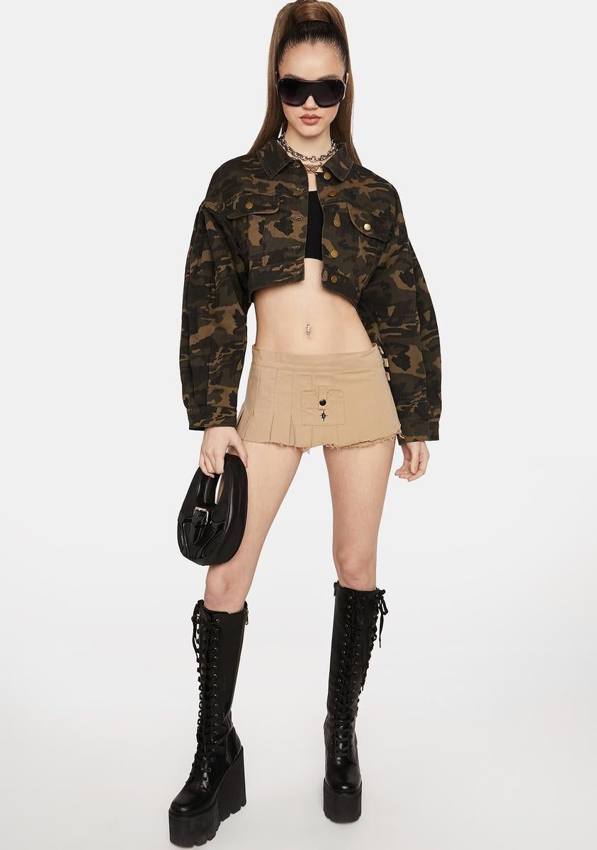 Camo Set Em Straight Cropped Jacket sold by Dolls Kill product image thumbnail 3