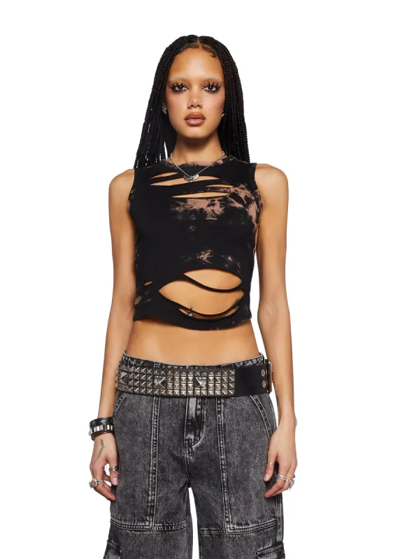 Pixie Problems Distressed Crop Top sold by Dolls Kill