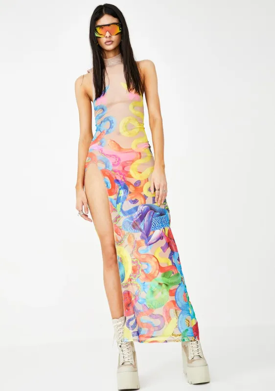 Climbing Snakes High Neck Maxi Dress sold by Dolls Kill