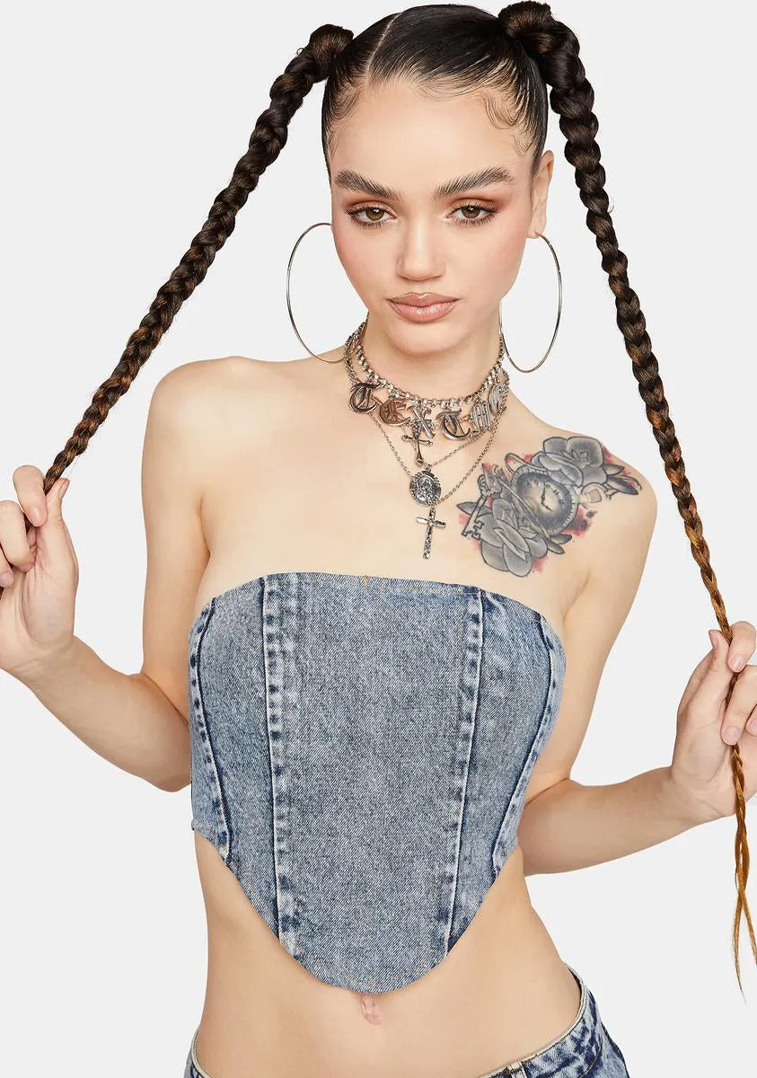 Amison Denim Corset sold by Dolls Kill