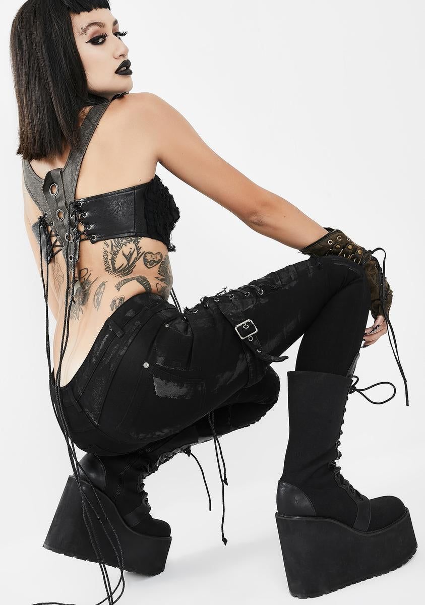 Skinny Pants With Lace Panel sold by Dolls Kill product image thumbnail 4