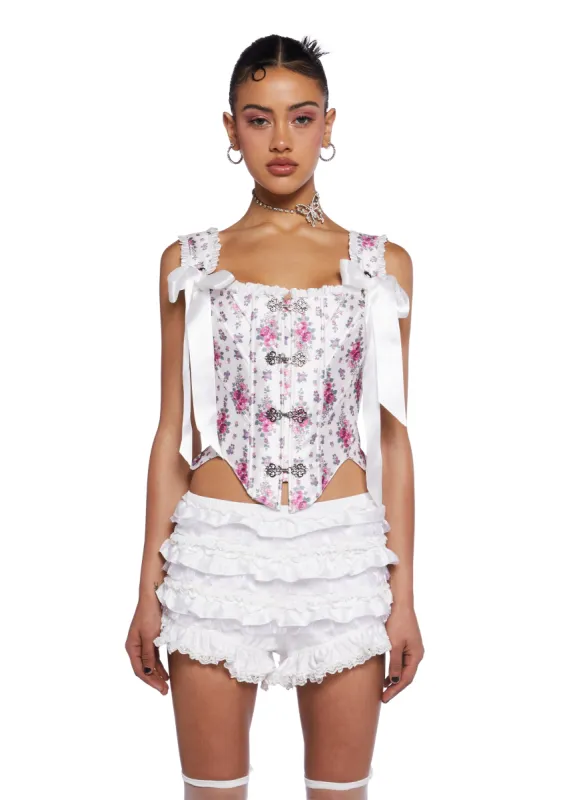 Lavish Duchess Corset Top - White sold by Dolls Kill