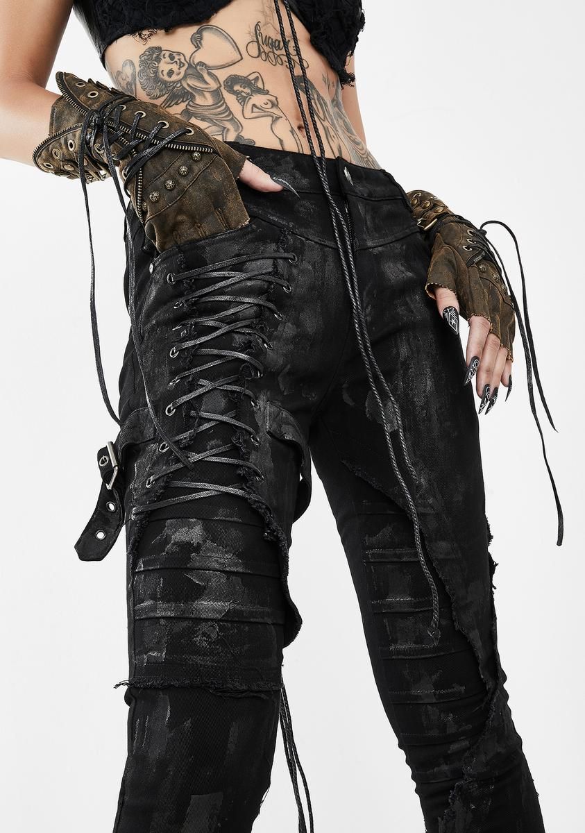 Skinny Pants With Lace Panel sold by Dolls Kill product image thumbnail 2