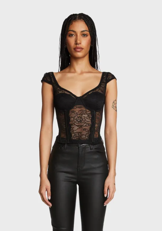Rita Lace Corset - Black sold by Dolls Kill