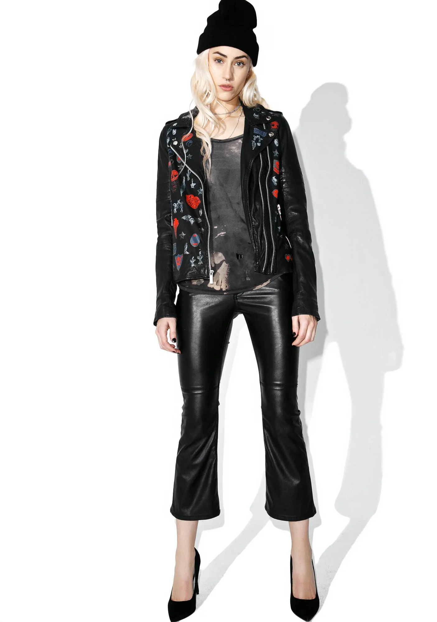 Perfecto Patched Leather Biker Jacket sold by Dolls Kill product image thumbnail 5