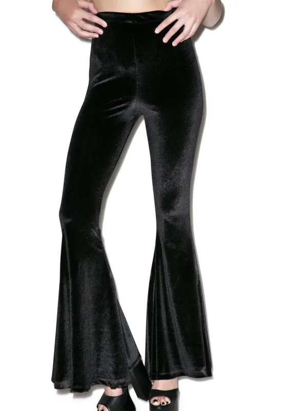 Obsidian Velvet Stretch Bell Bottom sold by Dolls Kill