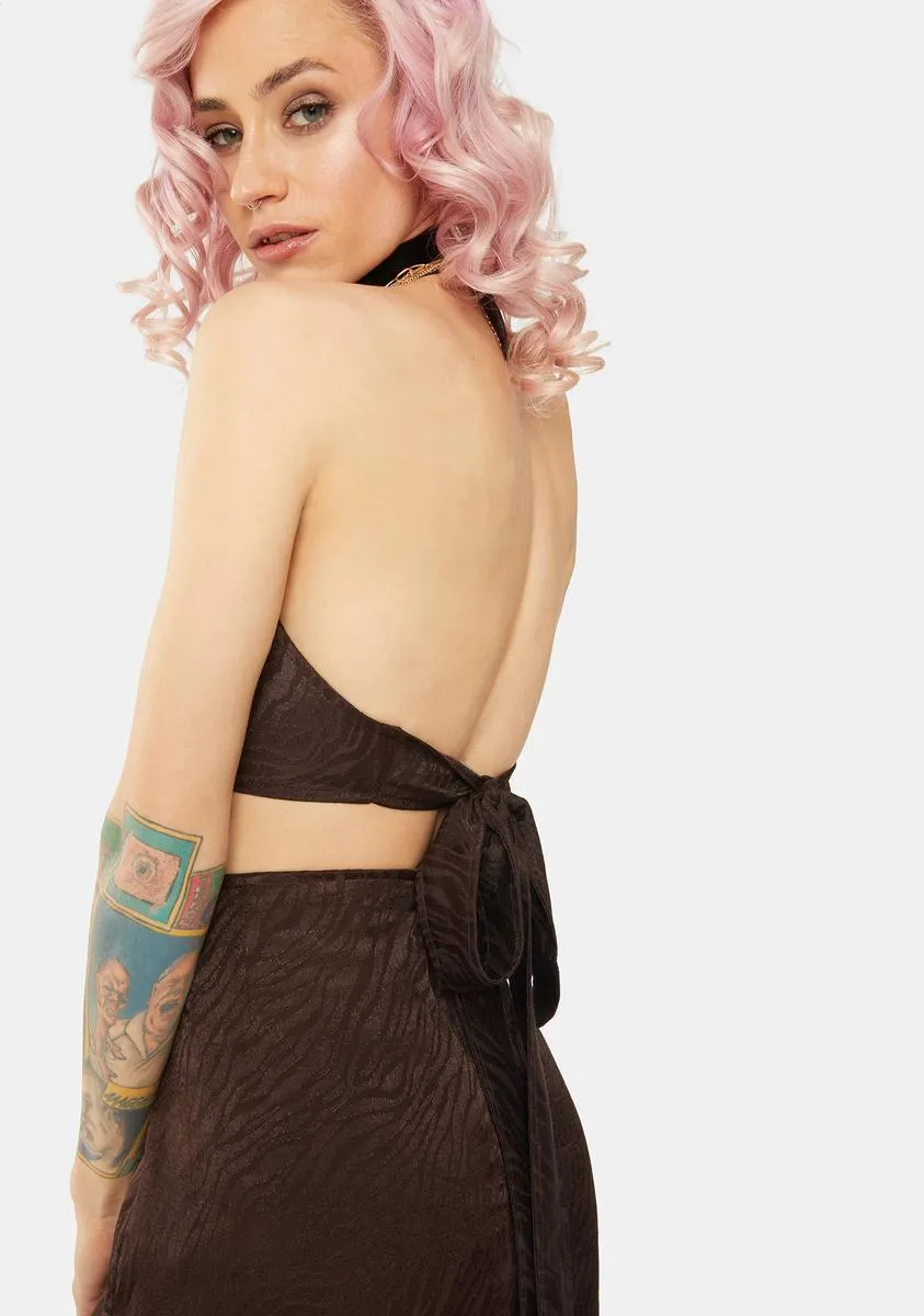 Brown Zebra Vhan Halter Top sold by Dolls Kill product image thumbnail 4