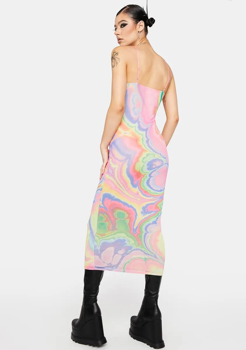 Abstract Marble Amina Mesh Midi Dress sold by Dolls Kill product image thumbnail 4