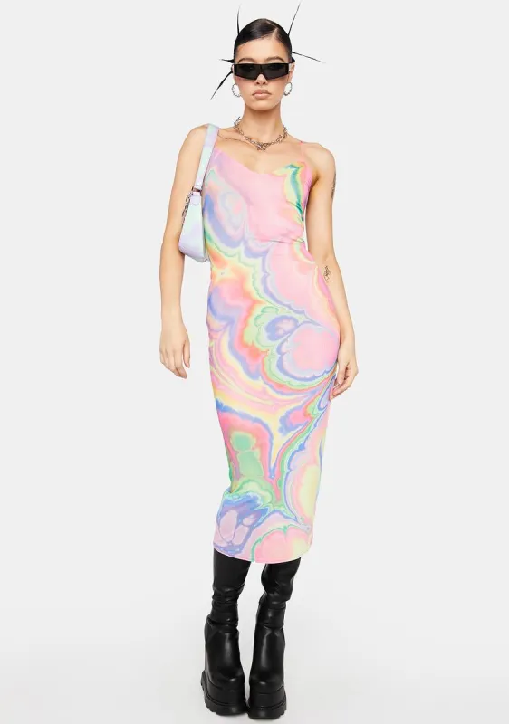 Abstract Marble Amina Mesh Midi Dress sold by Dolls Kill