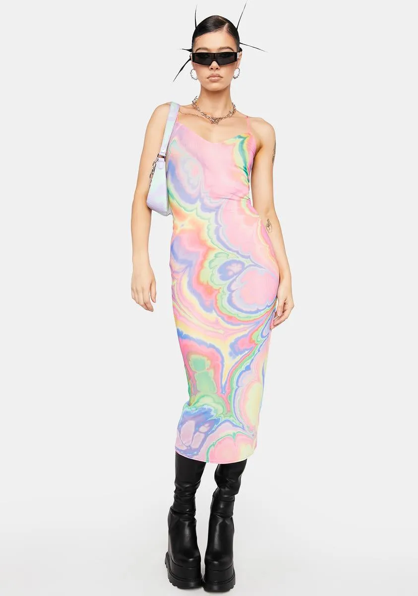 Abstract Marble Amina Mesh Midi Dress sold by Dolls Kill
