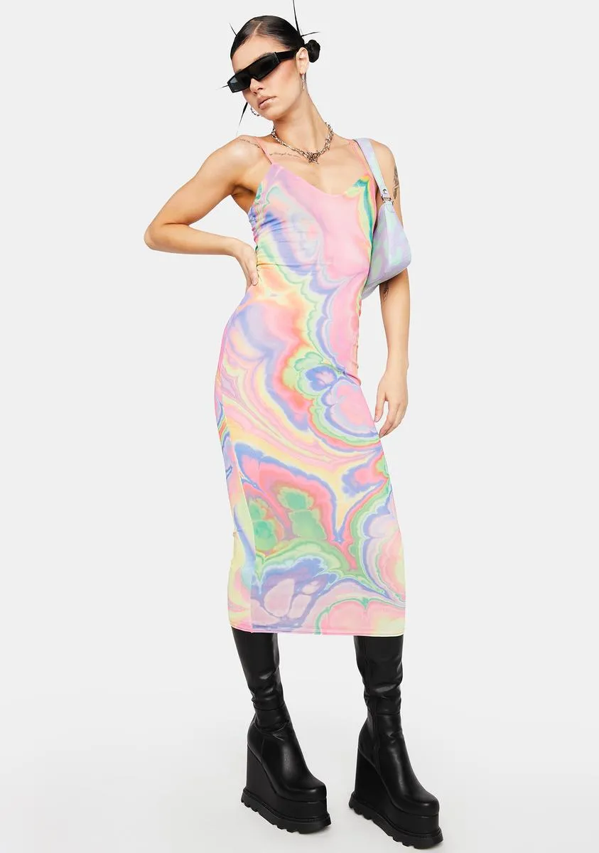 Abstract Marble Amina Mesh Midi Dress sold by Dolls Kill product image thumbnail 3