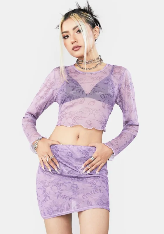 Angel Face Mesh Skirt Set sold by Dolls Kill