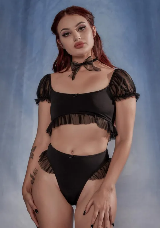 Bite Me Babe Mesh Ruffle Bikini Set sold by Dolls Kill
