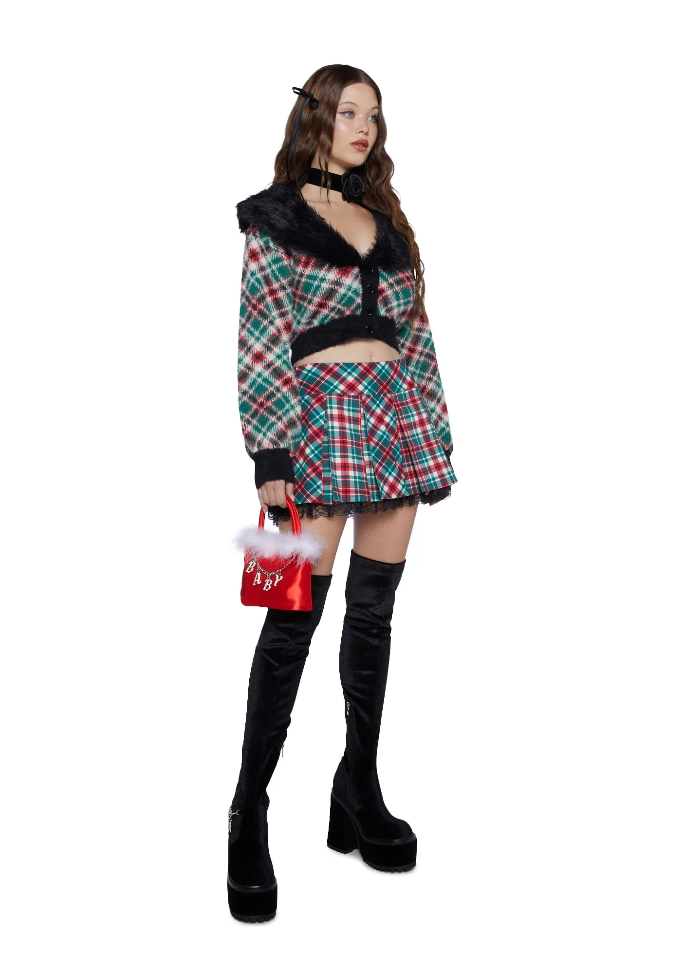 Holiday Party Plaid Mini Skirt sold by Dolls Kill product image thumbnail 2