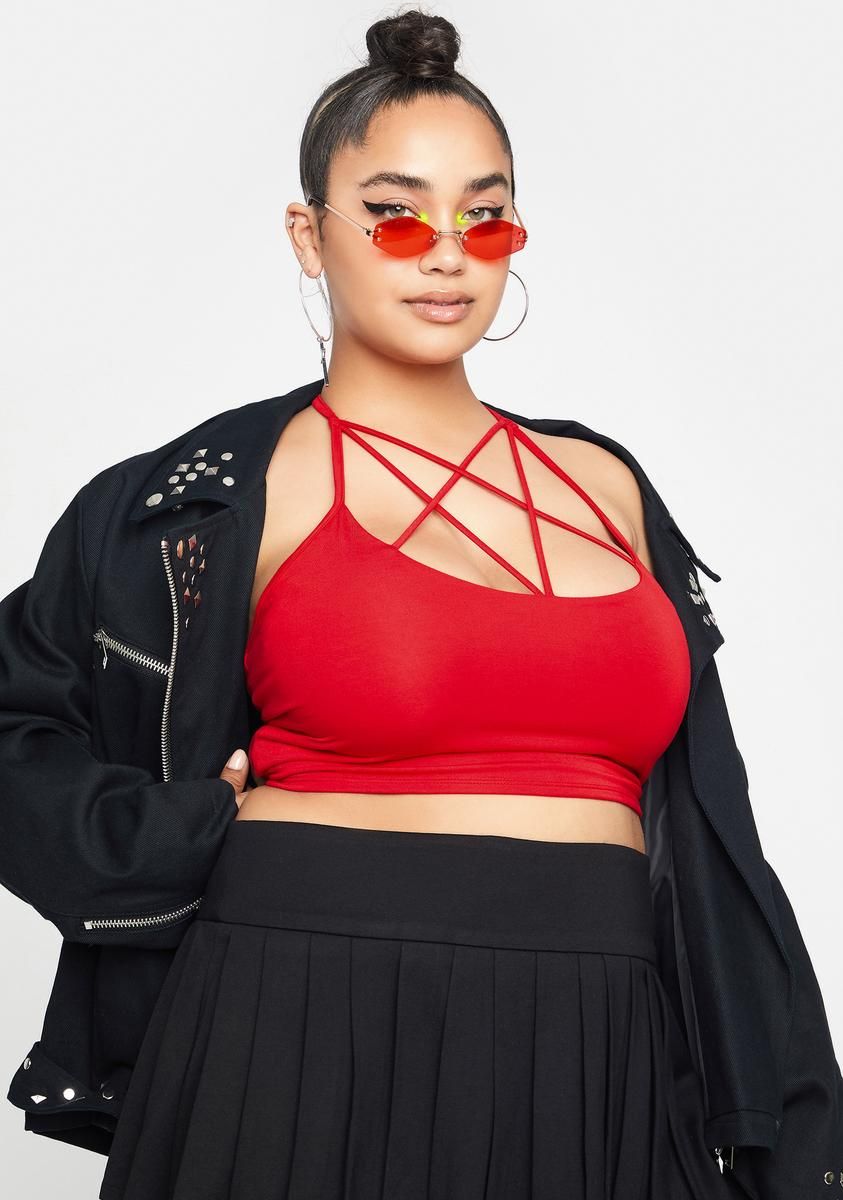 Plus Cherry Fashionably Late Strappy Crop Tank sold by Dolls Kill product image thumbnail 2