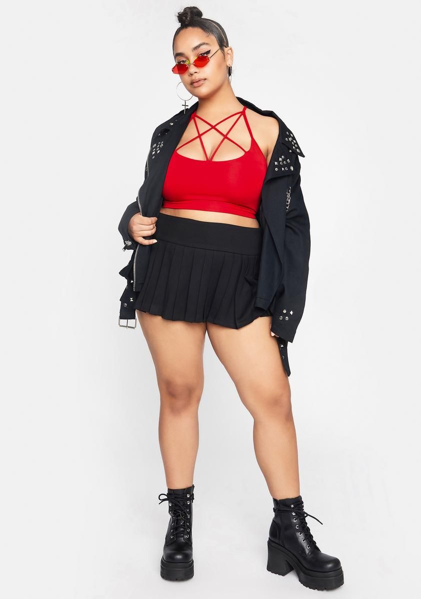 Plus Cherry Fashionably Late Strappy Crop Tank sold by Dolls Kill product image thumbnail 3
