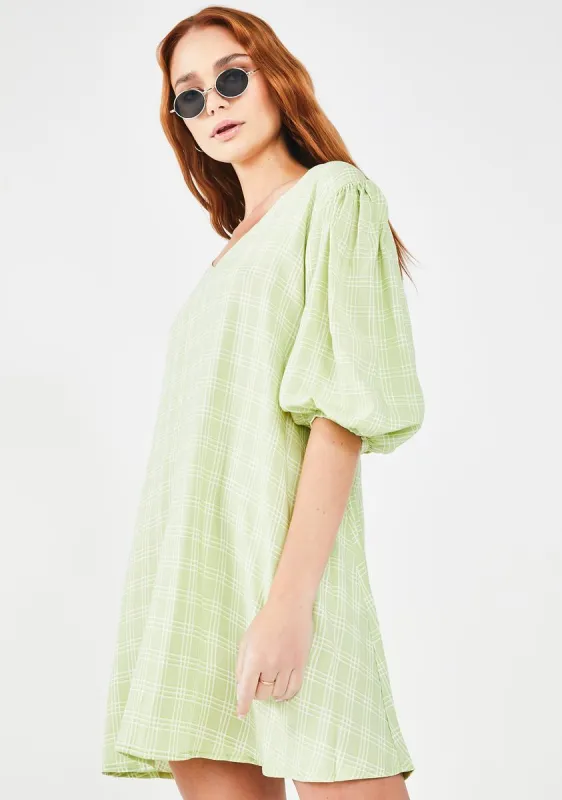 Sage Check Elina Dress sold by Dolls Kill